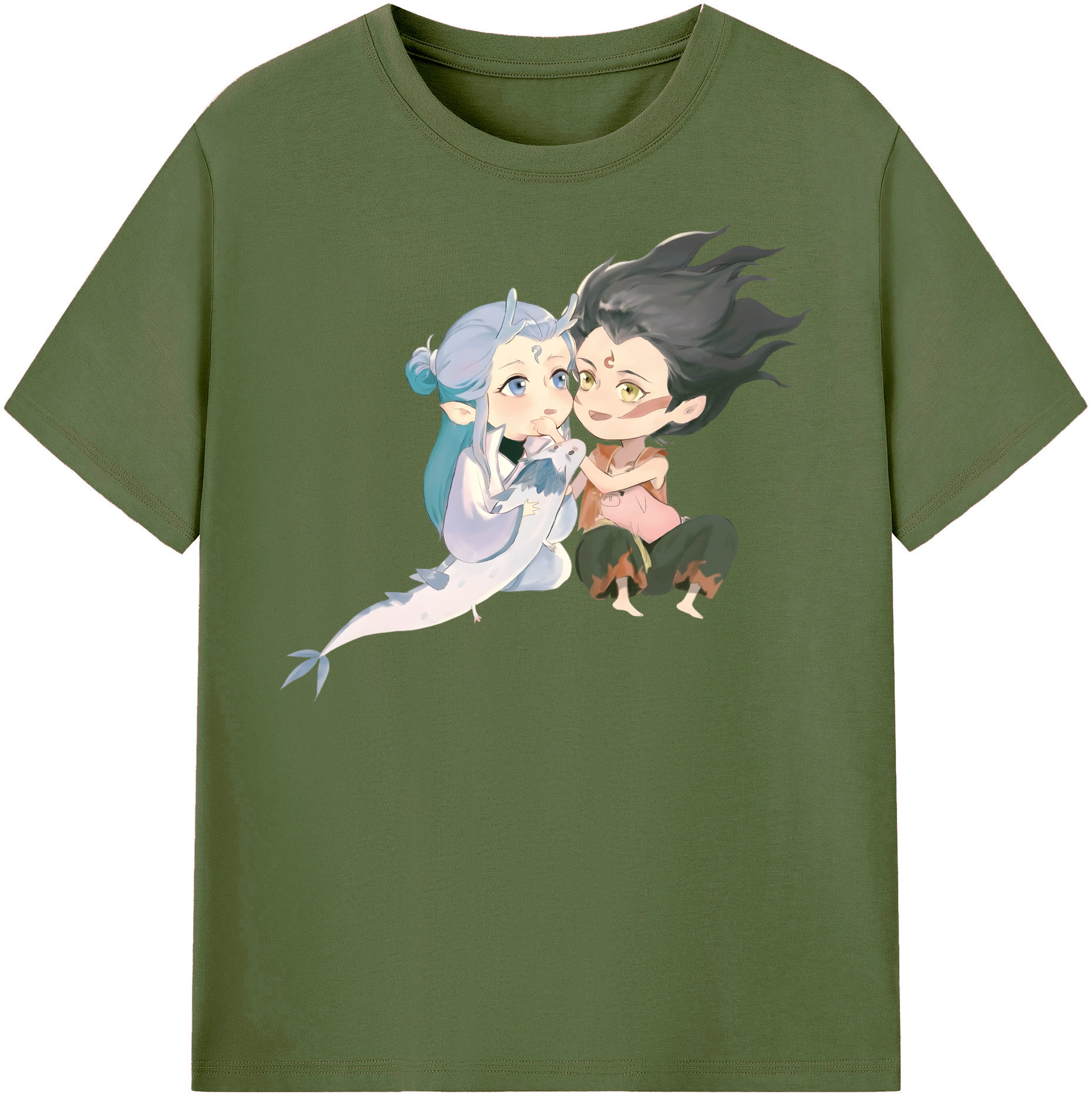 （画像用） Ne Zha 2 ナタ 魔童の大暴れ 綿100％半袖Tシャツ（フロントプリント）